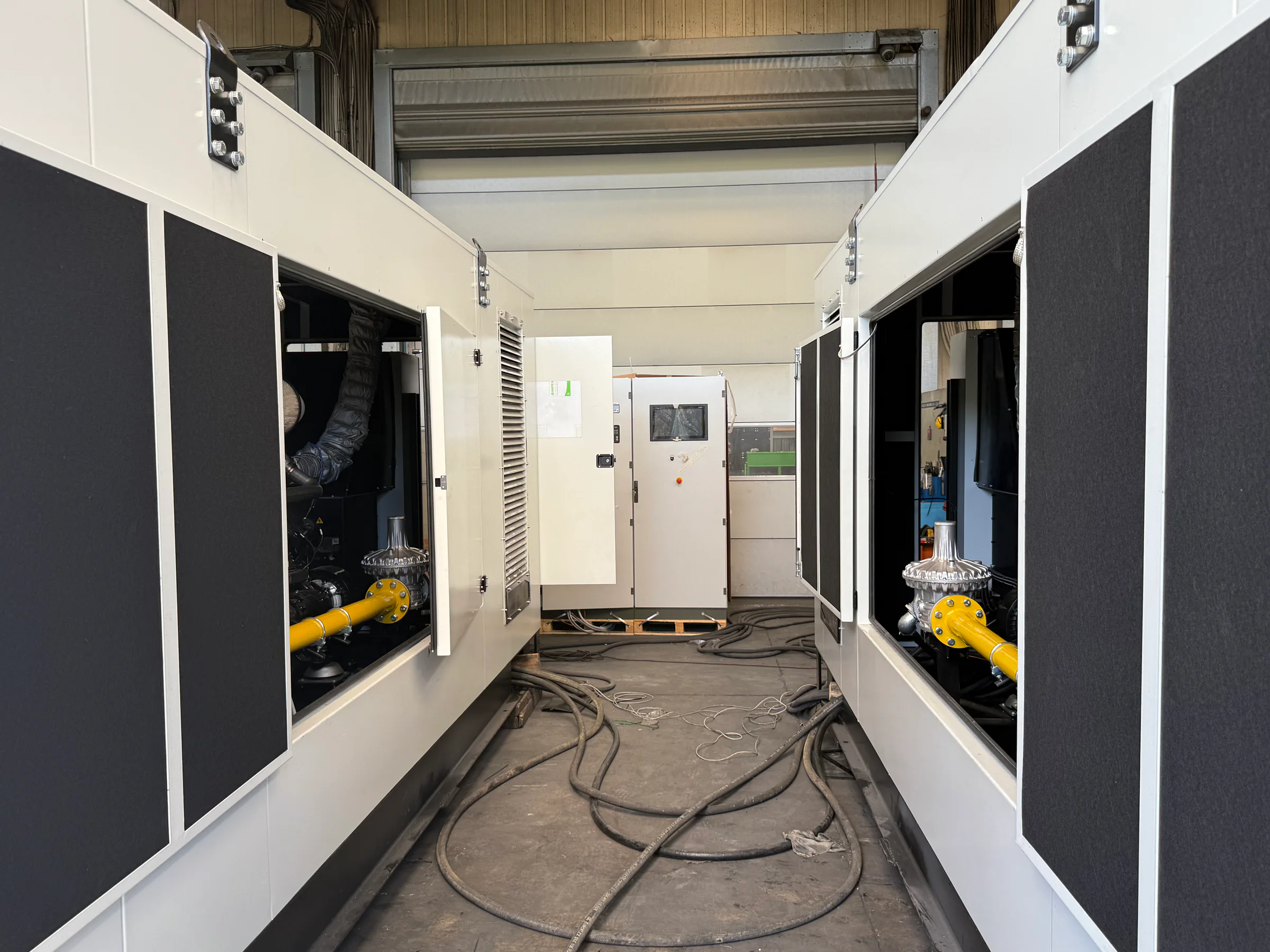 3 x soundproofed natural gas generator sets with PSI natural gas engines and Stamford alternators